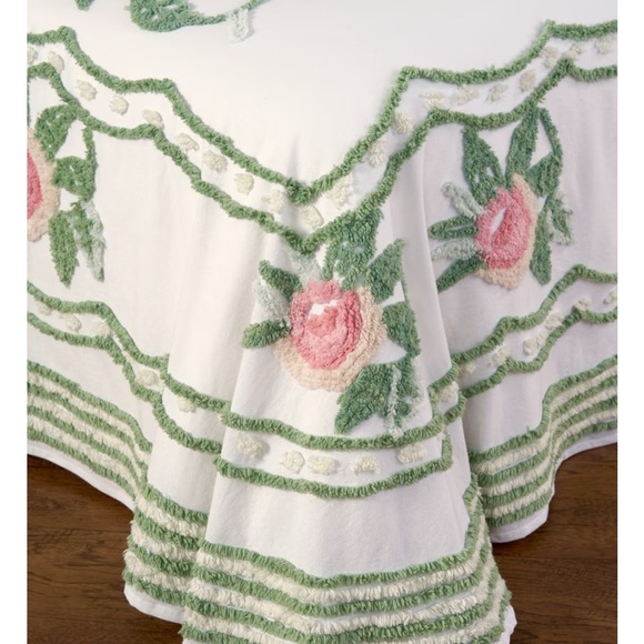 The Vermont Country Store Twin Rosalee Pastel Floral Chenille Bedspread - Picture 2 of 15